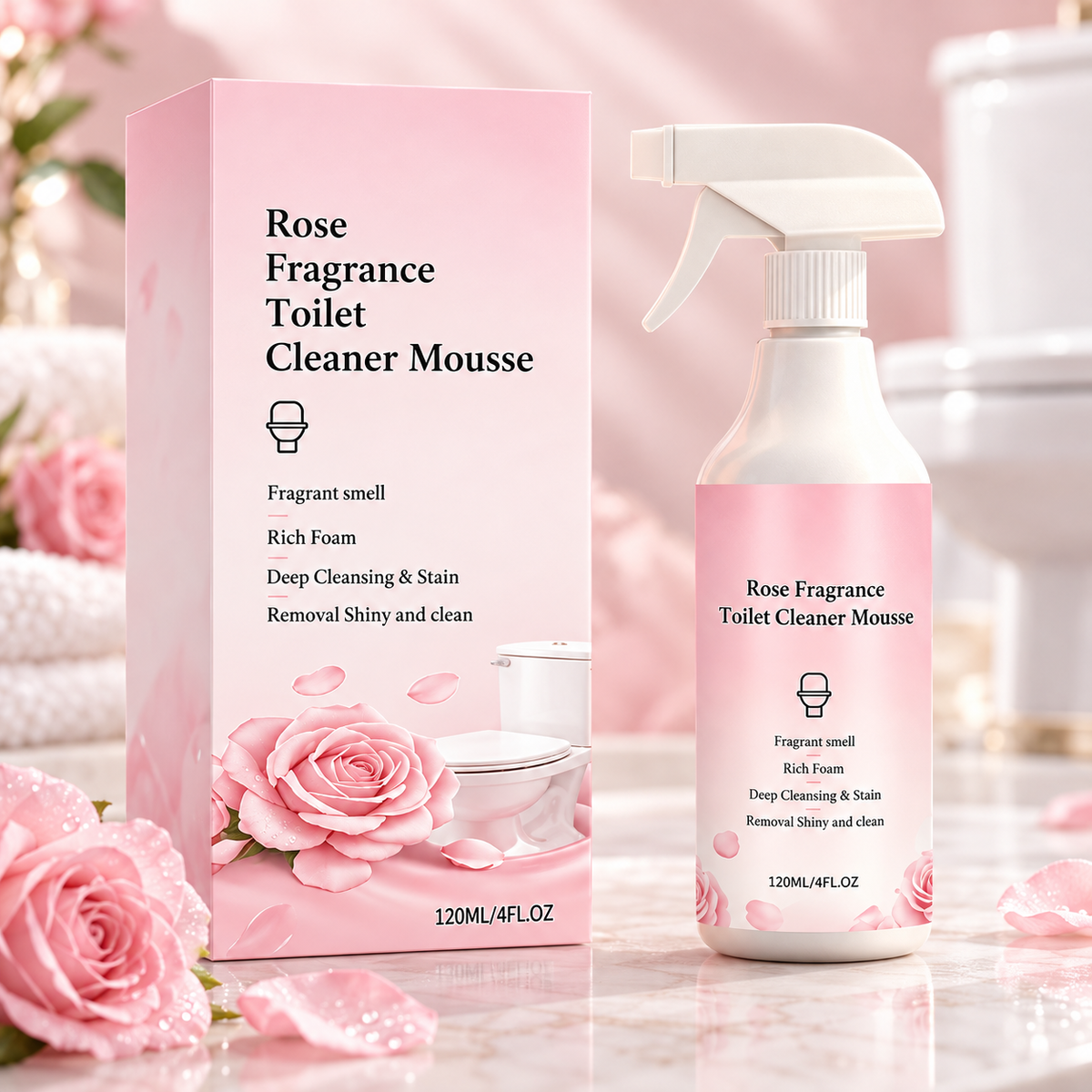 Rose Fragrance Foaming Toilet Cleaner Spray