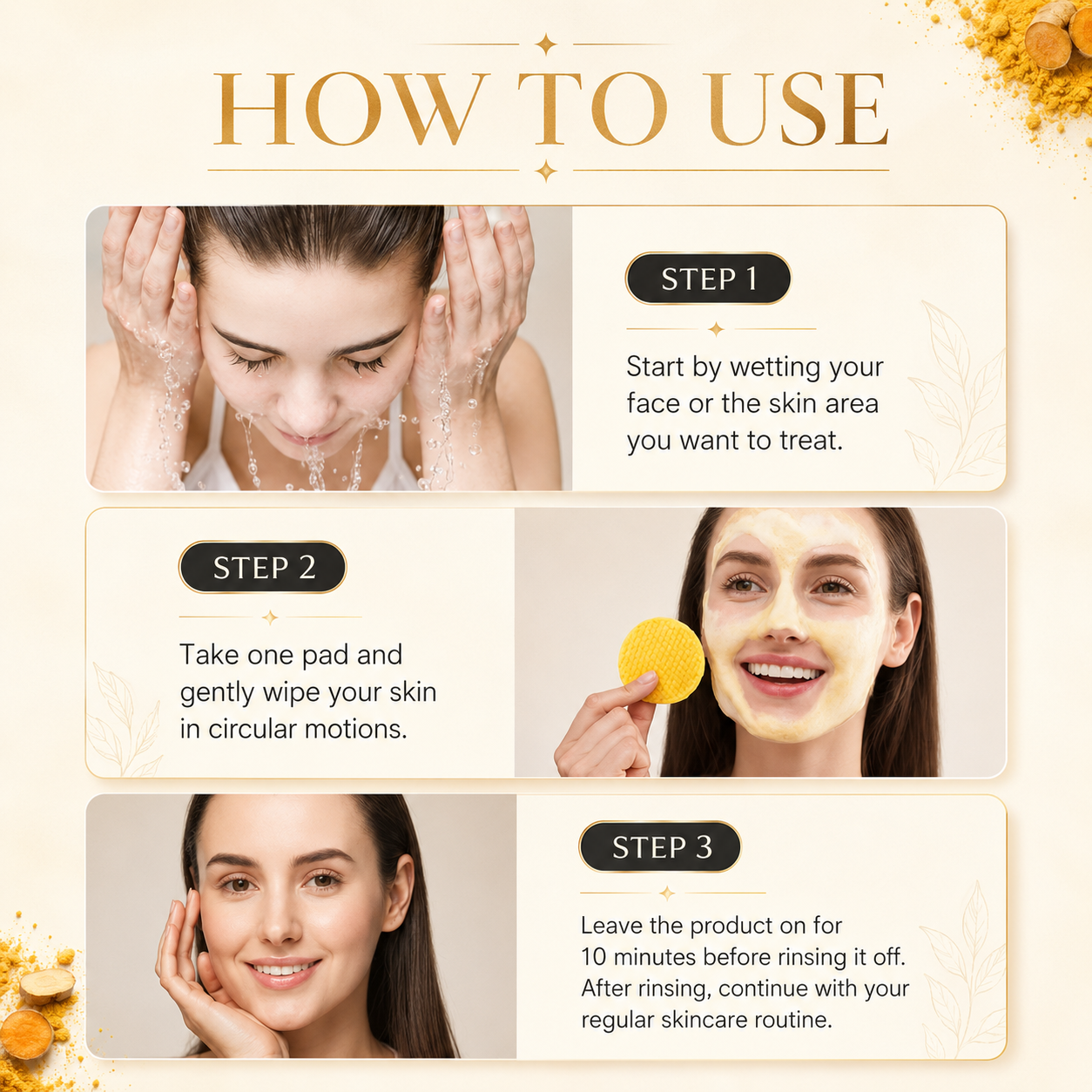 Turmeric & Kojic Radiance Cleansing Pads – Gentle Facial Cleansing & Exfoliating Pads