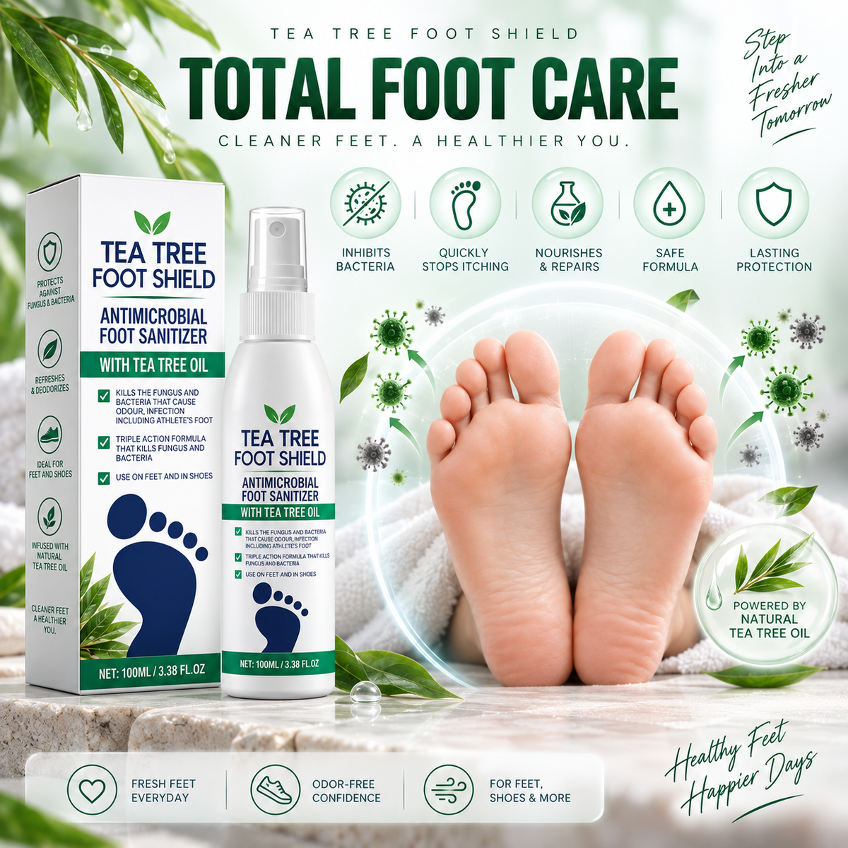 Tea Tree Foot Shield Antimicrobial Foot Spray