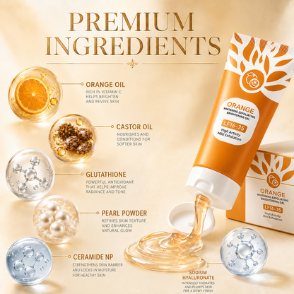 Orange Enzyme Exfoliating Gel for Face & Body – Deep Pore Cleansing Scrub, Removes Dead Skin & Blackheads, Brightening & Moisturizing Peeling Gel, 100g