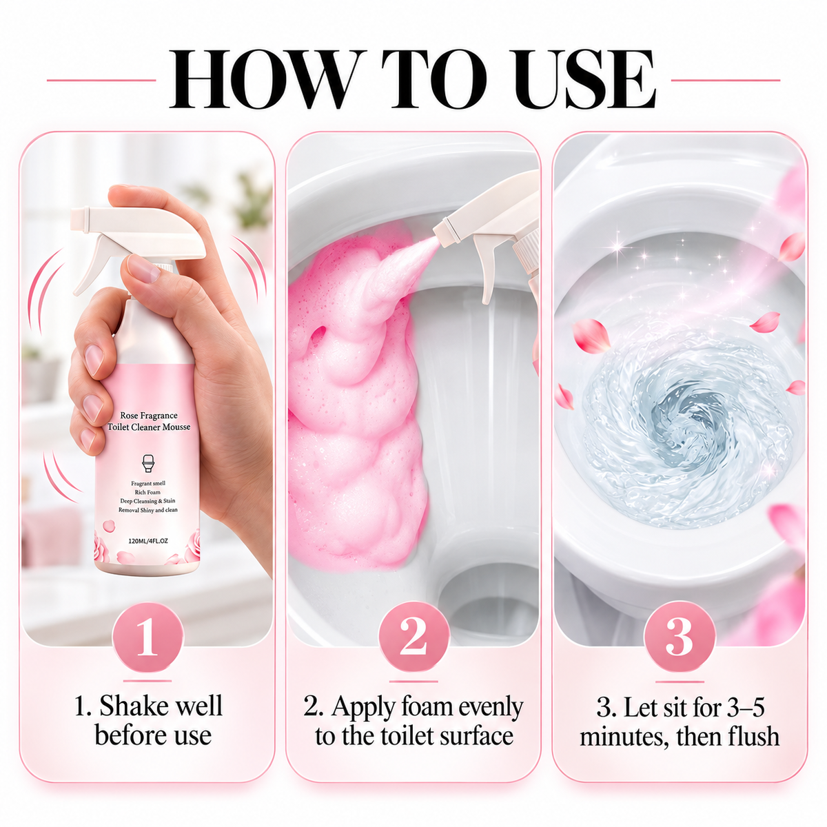 Rose Fragrance Foaming Toilet Cleaner Spray