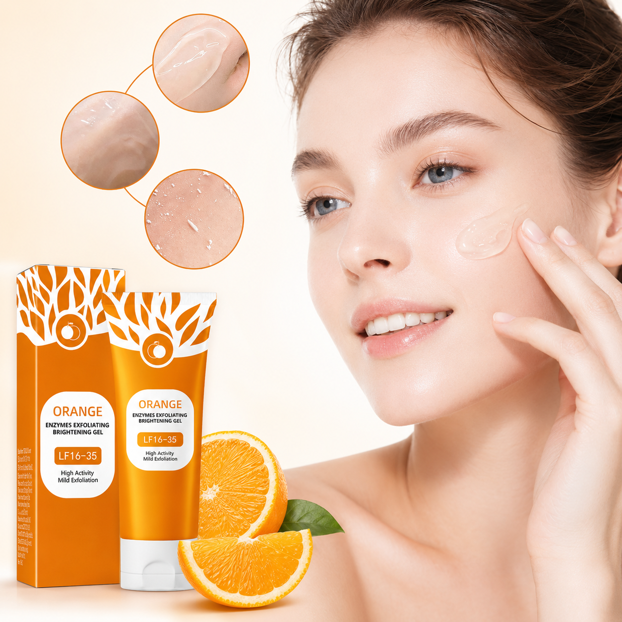 Orange Enzyme Exfoliating Gel for Face & Body – Deep Pore Cleansing Scrub, Removes Dead Skin & Blackheads, Brightening & Moisturizing Peeling Gel, 100g