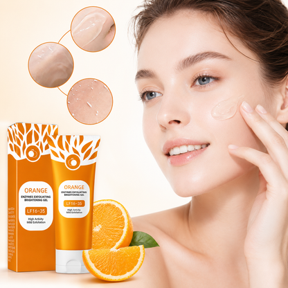 Orange Enzyme Exfoliating Gel for Face & Body – Deep Pore Cleansing Scrub, Removes Dead Skin & Blackheads, Brightening & Moisturizing Peeling Gel, 100g