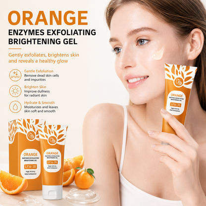 Orange Enzyme Exfoliating Gel for Face & Body – Deep Pore Cleansing Scrub, Removes Dead Skin & Blackheads, Brightening & Moisturizing Peeling Gel, 100g