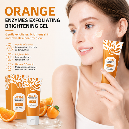 Orange Enzyme Exfoliating Gel for Face & Body – Deep Pore Cleansing Scrub, Removes Dead Skin & Blackheads, Brightening & Moisturizing Peeling Gel, 100g