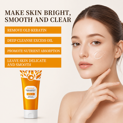 Orange Enzyme Exfoliating Gel for Face & Body – Deep Pore Cleansing Scrub, Removes Dead Skin & Blackheads, Brightening & Moisturizing Peeling Gel, 100g