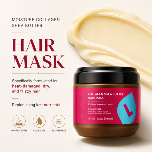 Collagen & Shea Butter Hair Mask | Deep Repair for Dry, Damaged & Frizzy Hair – 550ml