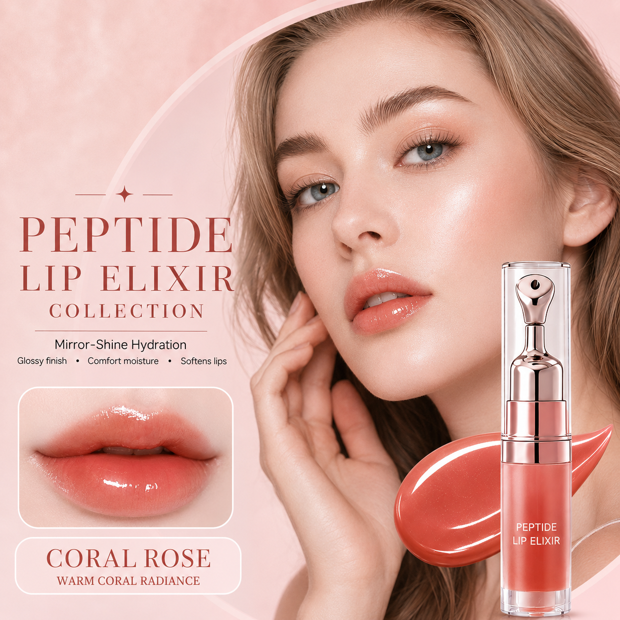 Peptide Lip Elixir – Hydrating Glossy Lip Serum for Plump, Smooth & Soft Lips