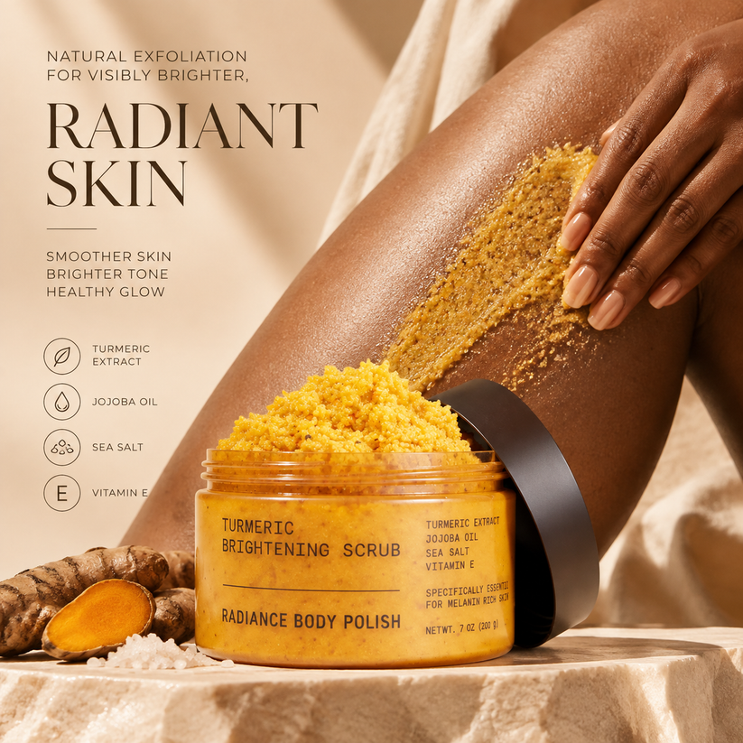 Applying turmeric body scrub