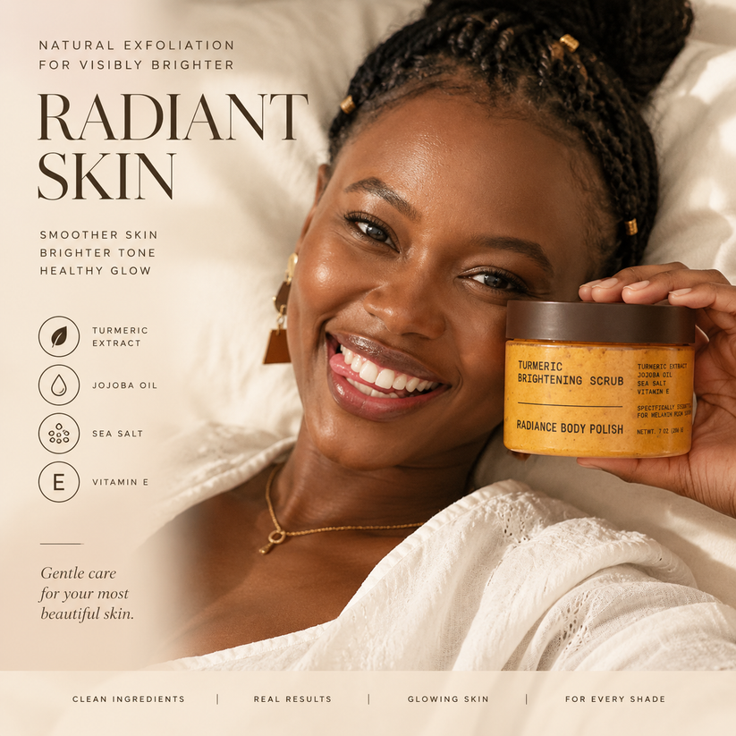 Woman using turmeric body polish
