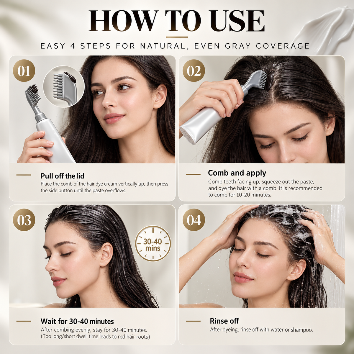 Precision Comb Gray Coverage Hair Dye Cream