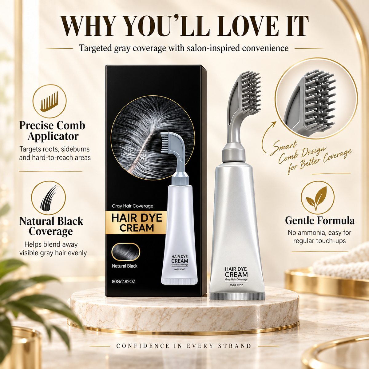 Precision Comb Gray Coverage Hair Dye Cream