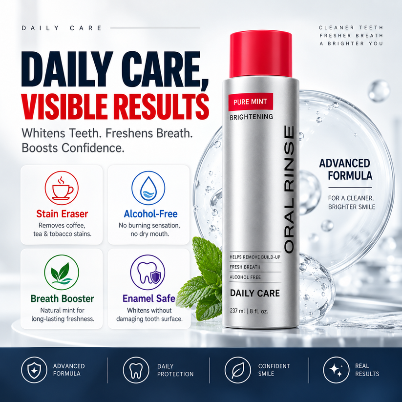 Brightening oral rinse visual result story