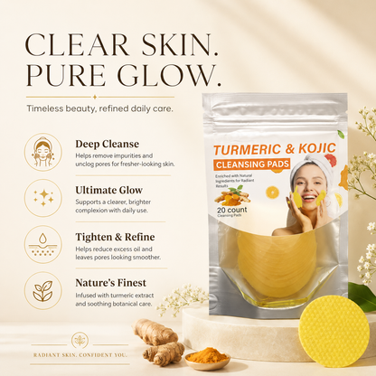 Turmeric & Kojic Radiance Cleansing Pads – Gentle Facial Cleansing & Exfoliating Pads